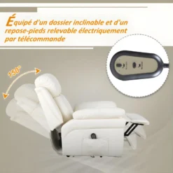 Fauteuil De Relaxation Releveur Boston Avec Repose-Pieds Crème -Promos Fauteora Magasin fauteuil 21989401