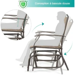 Fauteuil à Bascule Lot De 2 Avec Accoudoirs, 58 X 70 X 94 Cm Charge 150KG -Promos Fauteora Magasin fauteuil 22022423