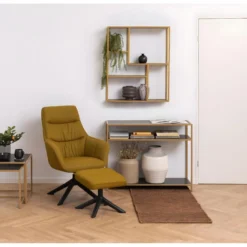 Heather Fauteuil Lounge Avec Tabouret, Couleur Curry, Noir. -Promos Fauteora Magasin fauteuil 22046305