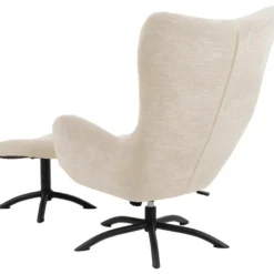 Talgarth Fauteuil Relax Avec Tabouret, Crème, Noir. -Promos Fauteora Magasin fauteuil 22046379