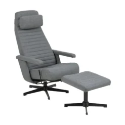 Trane Fauteuil Relax Avec Pied Pivotant Et Repose-pieds En Gris Foncé.