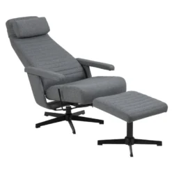 Trane Fauteuil Relax Avec Pied Pivotant Et Repose-pieds En Gris Foncé. -Promos Fauteora Magasin fauteuil 22046397