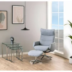 West Fauteuil Avec Repose-pieds En Tissu, Gris Clair. -Promos Fauteora Magasin fauteuil 22046495