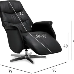 Fauteuil Relax Delta - Cuir Et Métal - Noir -Promos Fauteora Magasin fauteuil 22095817