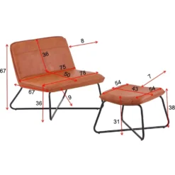 Fauteuil Et Repose Pieds En Acier Et Polyuréthane Marron X -Promos Fauteora Magasin fauteuil 22095823