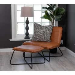 Fauteuil Et Repose Pieds En Acier Et Polyuréthane Marron X -Promos Fauteora Magasin fauteuil 22095827