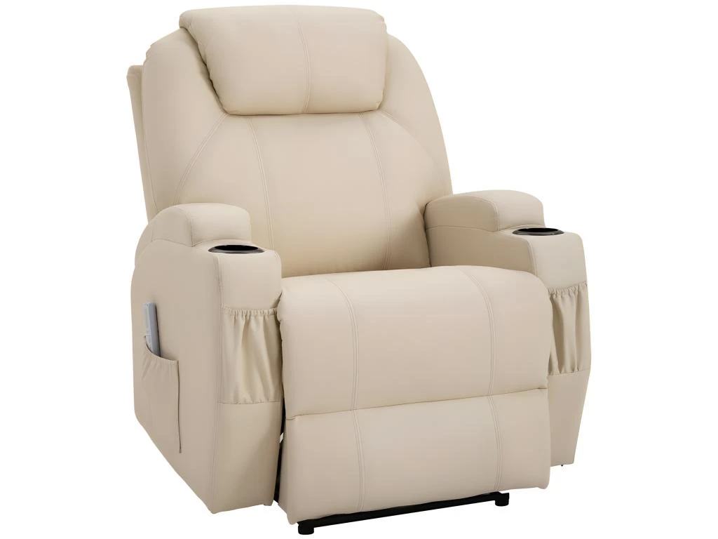 Fauteuil De Relaxation éléctrique Massant Inclinable CHARLOTTE Crème 3 Fauteuil De Relaxation éléctrique Massant Inclinable CHARLOTTE Crème