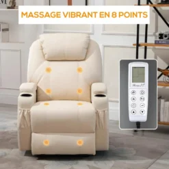Fauteuil De Relaxation éléctrique Massant Inclinable CHARLOTTE Crème 14 Fauteuil De Relaxation éléctrique Massant Inclinable CHARLOTTE Crème -Promos Fauteora Magasin fauteuil 22126321