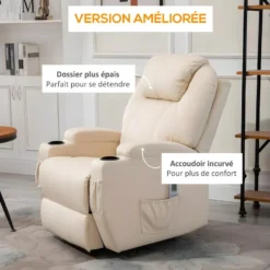 Fauteuil De Relaxation éléctrique Massant Inclinable CHARLOTTE Crème 17 Fauteuil De Relaxation éléctrique Massant Inclinable CHARLOTTE Crème -Promos Fauteora Magasin fauteuil 22126327