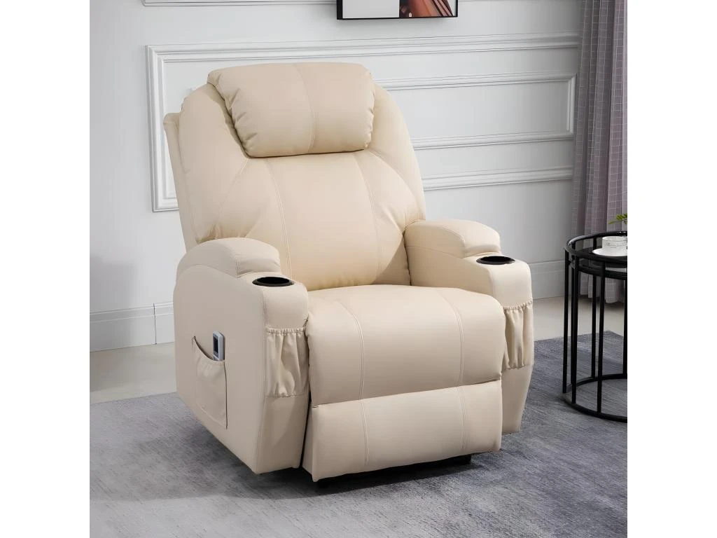 Fauteuil De Relaxation éléctrique Massant Inclinable CHARLOTTE Crème 10 Fauteuil De Relaxation éléctrique Massant Inclinable CHARLOTTE Crème – Image 8