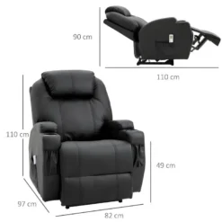 Fauteuil De Relaxation électrique Massant CHARLOTTE Noir -Promos Fauteora Magasin fauteuil 22126337