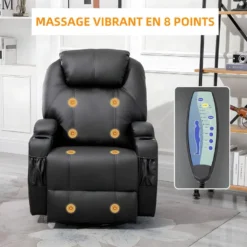 Fauteuil De Relaxation électrique Massant CHARLOTTE Noir -Promos Fauteora Magasin fauteuil 22126341