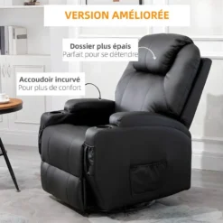 Fauteuil De Relaxation électrique Massant CHARLOTTE Noir -Promos Fauteora Magasin fauteuil 22126343
