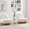 Fauteuil Pivotant En Tissu Bouclette Blanc LODOSA -Promos Fauteora Magasin fauteuil 22129345