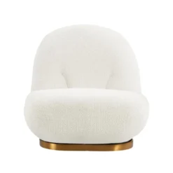 Fauteuil Pivotant En Tissu Bouclette Blanc LODOSA -Promos Fauteora Magasin fauteuil 22129351