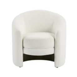 Fauteuil Arrondi En Tissu Bouclette Blanc RUOTO -Promos Fauteora Magasin fauteuil 22129363