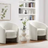 Fauteuil Arrondi En Tissu Bouclette Blanc RUOTO -Promos Fauteora Magasin fauteuil 22129375