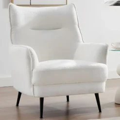 Fauteuil En Tissu Bouclette Blanc MELFI -Promos Fauteora Magasin fauteuil 22129379