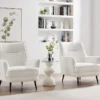 Fauteuil En Tissu Bouclette Blanc MELFI -Promos Fauteora Magasin fauteuil 22129401
