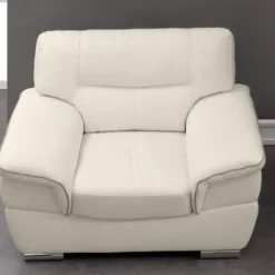 Fauteuil En Cuir THIBAULT - Ivoire -Promos Fauteora Magasin fauteuil 221863