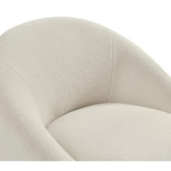 Fauteuil Pivotant Arrondi En Tissu Bouclette Blanc LACARA -Promos Fauteora Magasin fauteuil 22200965