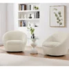 Fauteuil Pivotant Arrondi En Tissu Bouclette Blanc LACARA 2 Fauteuil Pivotant Arrondi En Tissu Bouclette Blanc LACARA -Promos Fauteora Magasin fauteuil 22201009