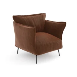 Fauteuil Tissu Effet Cuir Vintage Cognac