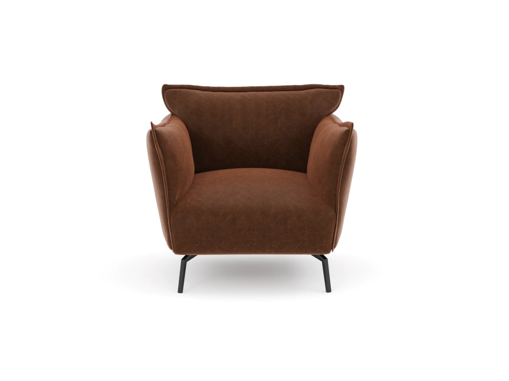 Fauteuil Tissu Effet Cuir Vintage Cognac 4 Fauteuil Tissu Effet Cuir Vintage Cognac – Image 2