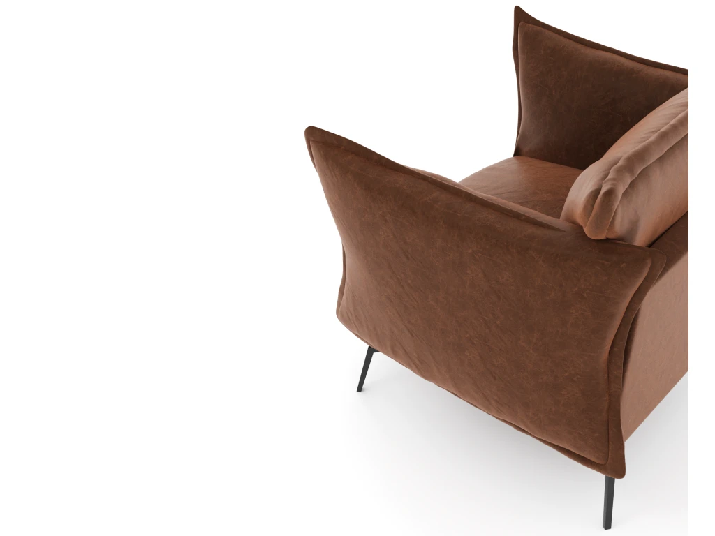 Fauteuil Tissu Effet Cuir Vintage Cognac 7 Fauteuil Tissu Effet Cuir Vintage Cognac – Image 5