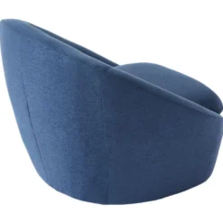 Fauteuil Pivotant Arrondi En Tissu Bleu LACARA II -Promos Fauteora Magasin fauteuil 22356327