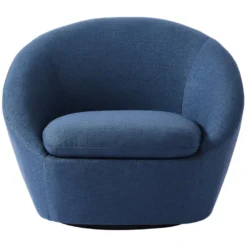Fauteuil Pivotant Arrondi En Tissu Bleu LACARA II -Promos Fauteora Magasin fauteuil 22356343