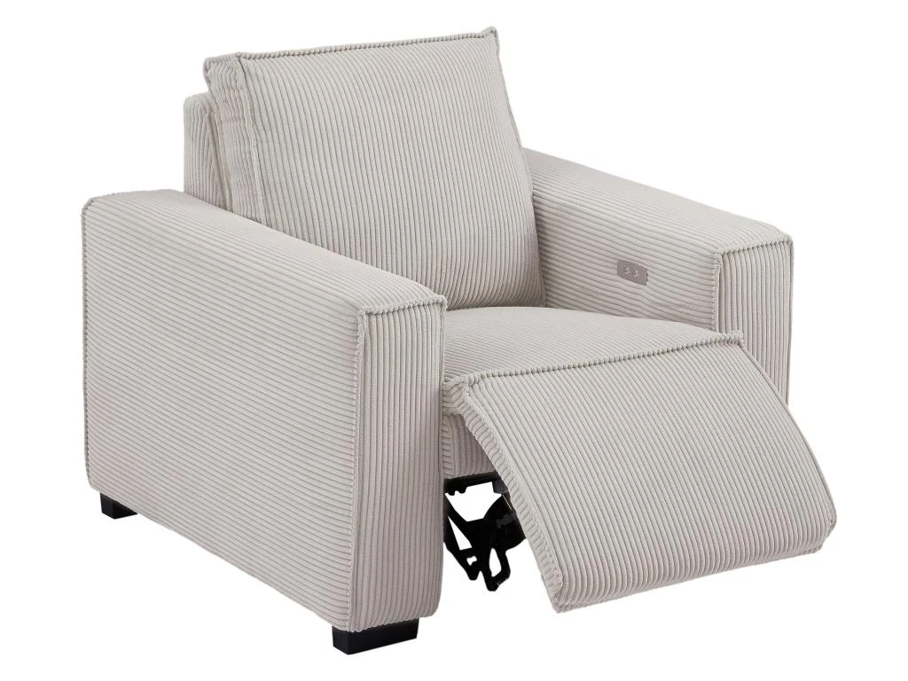 Fauteuil Relax électrique En Velours Cotelé Gris Clair AMELIO 7 Fauteuil Relax électrique En Velours Cotelé Gris Clair AMELIO – Image 5