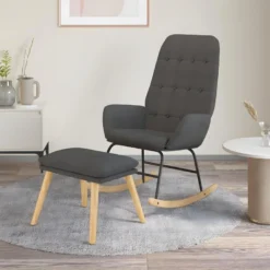 Chaise à Bascule Avec Repose-pied Gris Foncé Tissu