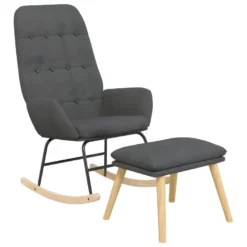 Chaise à Bascule Avec Repose-pied Gris Foncé Tissu -Promos Fauteora Magasin fauteuil 22412777