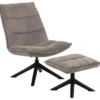 Blizzard Fauteuil Lounge Avec Tabouret Beige, Noir. -Promos Fauteora Magasin fauteuil 22414703