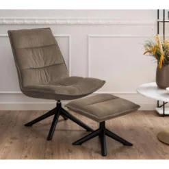 Blizzard Fauteuil Lounge Avec Tabouret Beige, Noir. -Promos Fauteora Magasin fauteuil 22414719