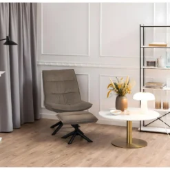 Blizzard Fauteuil Lounge Avec Tabouret Beige, Noir. -Promos Fauteora Magasin fauteuil 22414721