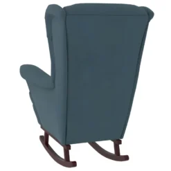 Fauteuil à Bascule Et Pieds En Bois Massif D'hévéa Bleu Velours -Promos Fauteora Magasin fauteuil 22563241