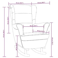 Fauteuil à Bascule Et Pieds En Bois Massif D'hévéa Bleu Velours -Promos Fauteora Magasin fauteuil 22563247