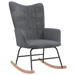 Chaise à Bascule Avec Tabouret Gris Foncé Tissu -Promos Fauteora Magasin fauteuil 22563399