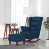 Chaise à Bascule Avec Pieds En Bois Et Tabouret Bleu Velours -Promos Fauteora Magasin fauteuil 22563443