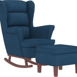 Chaise à Bascule Avec Pieds En Bois Et Tabouret Bleu Velours -Promos Fauteora Magasin fauteuil 22563447