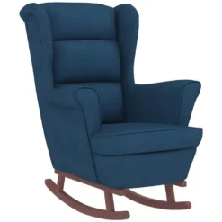 Chaise à Bascule Avec Pieds En Bois Et Tabouret Bleu Velours -Promos Fauteora Magasin fauteuil 22563449