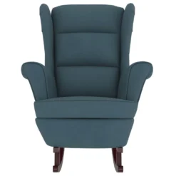 Chaise à Bascule Avec Pieds En Bois Et Tabouret Bleu Velours -Promos Fauteora Magasin fauteuil 22563451
