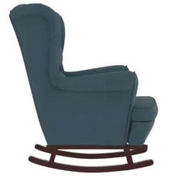 Chaise à Bascule Avec Pieds En Bois Et Tabouret Bleu Velours -Promos Fauteora Magasin fauteuil 22563453