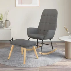 Chaise à Bascule Avec Repose-pied Gris Clair Tissu