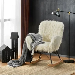 Fauteuil à Bascule En Tissu 72 X 94 X 100 Cm - Crème