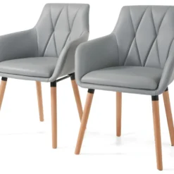 Ensemble De 2 Chaises D'appoint Rembourrées En PU Gris