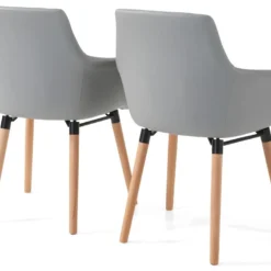 Ensemble De 2 Chaises D'appoint Rembourrées En PU Gris -Promos Fauteora Magasin fauteuil 22800327