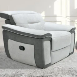 Fauteuil Relax En Microfibre Bicolore Anthracite Et Gris Clair PARUA -Promos Fauteora Magasin fauteuil 22871495